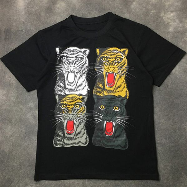 

fashion mens t shirt 2020 famous street tiger print pullover polo short sleeve t shirts 20ss men women couples stylist tee, White;black