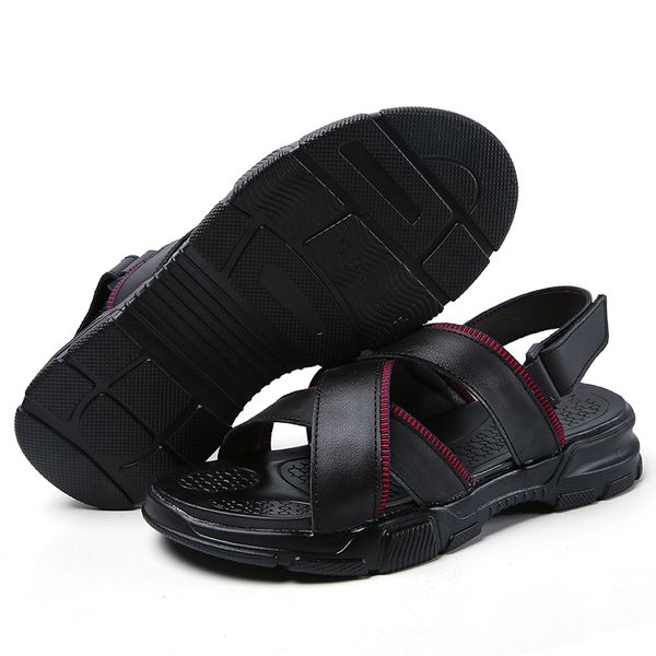 

large slip on luxury sole for 44 shoes footwear sandalia homme mens men de shoe masculino samool thick sandalias outdoor beach, Black