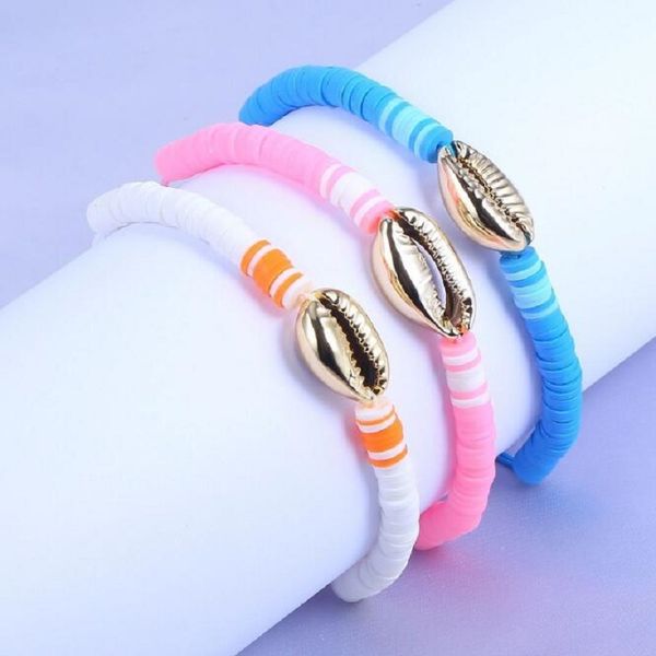 

wt-mpb005 wkt boho style women bracelet cowrie shell handmade bracelet in gold eletroplated new summer rainbow color jewelry, Golden;silver