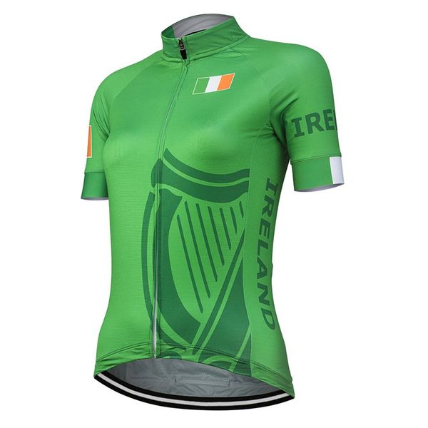 

lreland new cycling jersey women bike road mountain race green short bicycle clothes racing clothing, Black;red
