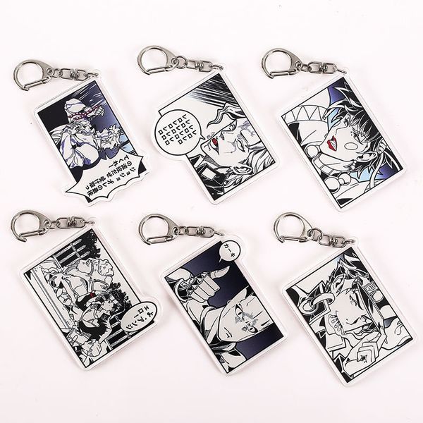 

anime jojos bizarre adventure keychain kujo jotaro kakyouin noriaki kira yoshikage acrylic keyring bag pendant collection gift, Silver