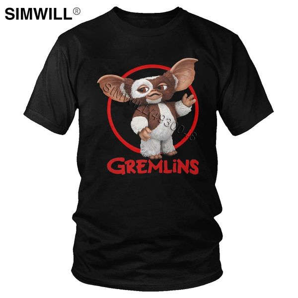 

vintage gremlins t shirt men's stylish short sleeved cotton t-shirt gizmo 80s movie mogwai monster retro sci fi tee merch