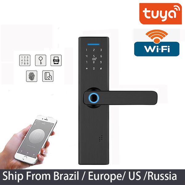 

smart lock tuya wifi fingerprint door app remotely password ic cards biometric , keyless lock, digital