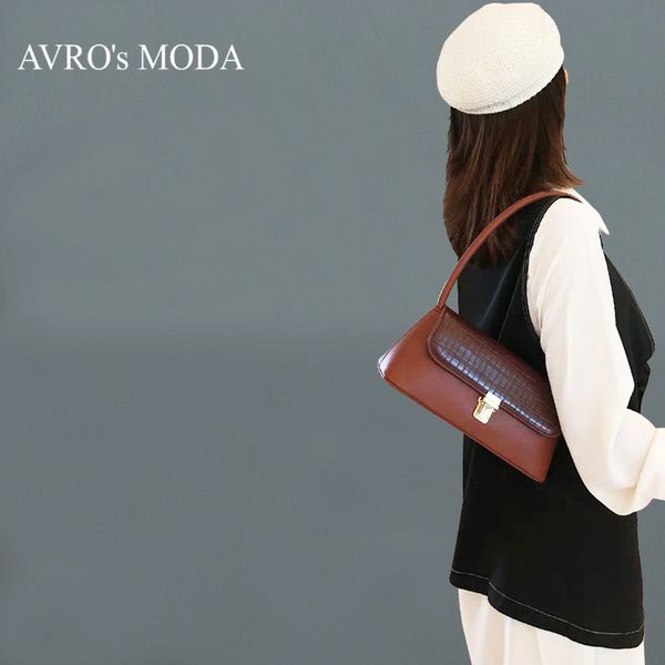 

avro's moda brand pu leather shoulder bags for women 2020 ladies luxury designer retro baguette small crocodile pattern handbags