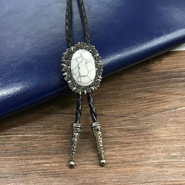 

rose lace natural pine stone bolo tie leather rope men's suit accessories tuxedo versatile style, Blue;purple