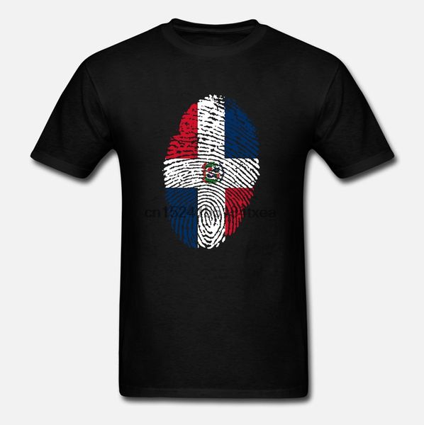 

t shirt dominican republic flag fingerprint t shirts short sleeves cotton men casual dominican independence family t-shirts