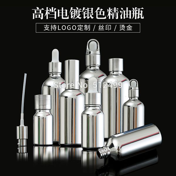 

5/15/30pc 5/10/15/20/30/50/100ml silver mist spray bottle essential oil dropper glass bottle silver lotion diy refillable
