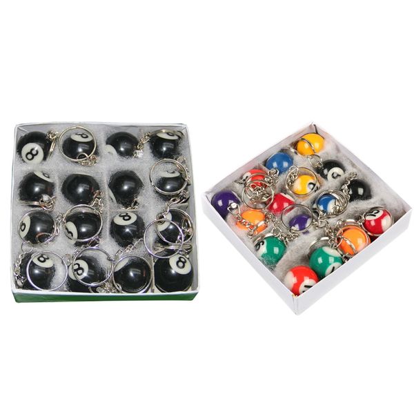 

billiard balls 16pcs/set mini billiards shaped keyring 25mm resin ball keychain black 8 fashion hanging decorations