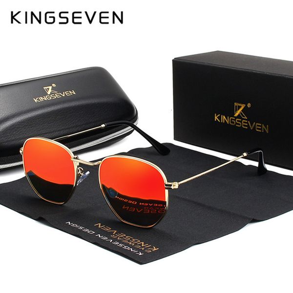 

kingseven 2019 classic reflective sunglasses men hexagon retro sun glasses stainless steel eyewear oculos gafas de sol shades, White;black