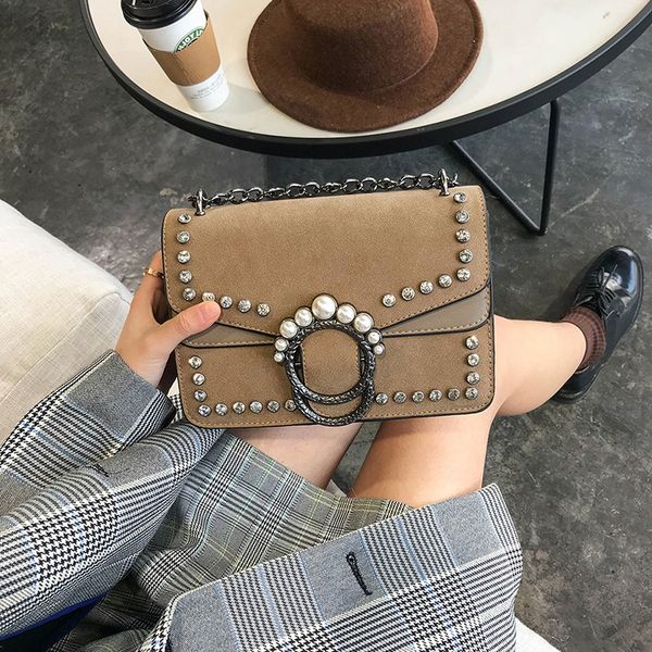 

pearl decorative small square bag new style cute pearl bag shoulder messenger elegant women's