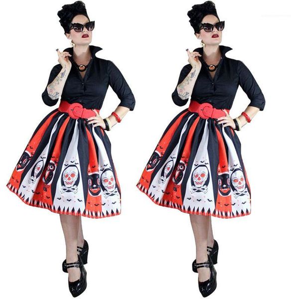 

printed womens skirts halloween womens designer dresses fashion casual female clothing new aparel skull, Black