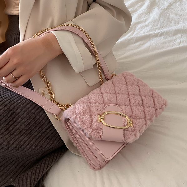 

2020 fashion new woolen women's designer handbag chain shoulder messenger bag