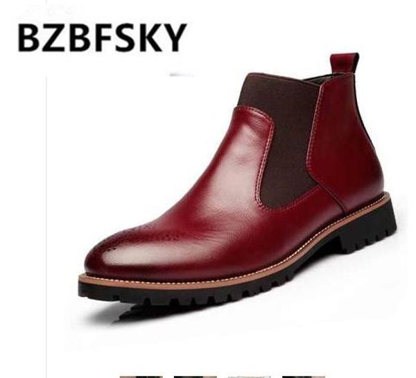 

2020 british safety ботильоны мужчины большой размер скольжения на остроконечные toe работы мужчин обувь мода твердые башмаки мужские ботинк, Black