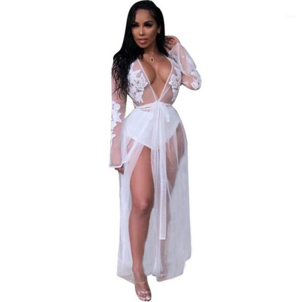 

gauze long dresses deep v neck summer dresses female clothing womens lace perspective dress panelled, Black;gray