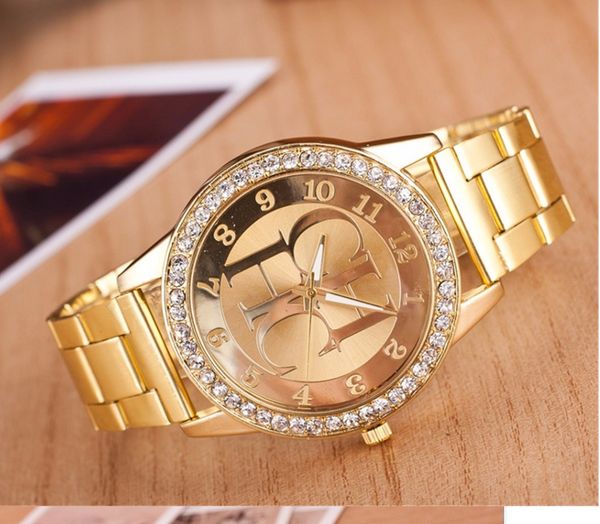 

2020 new brand women's watch luxury gold stainless steel sports watch quartz watch women's watches, Slivery;brown