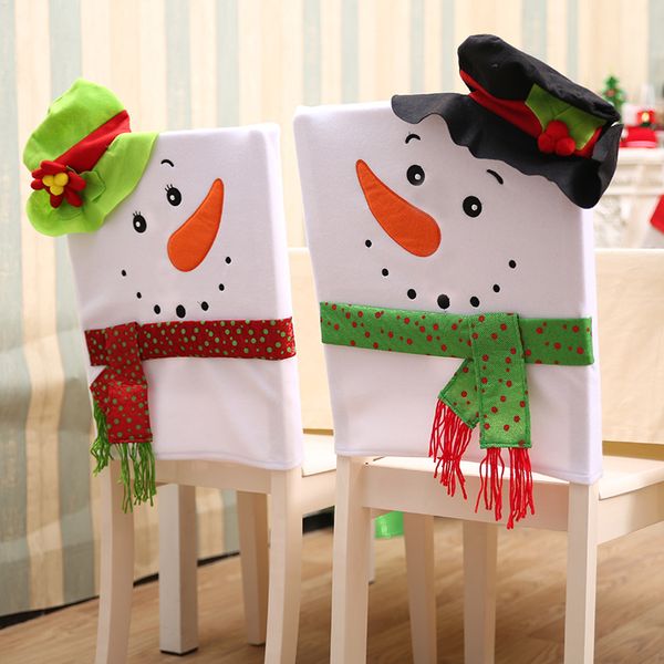 

christmas decorations 2pcs/set snowman chair covers chrismas for home dinner table party seat cover decor enfeite de natal
