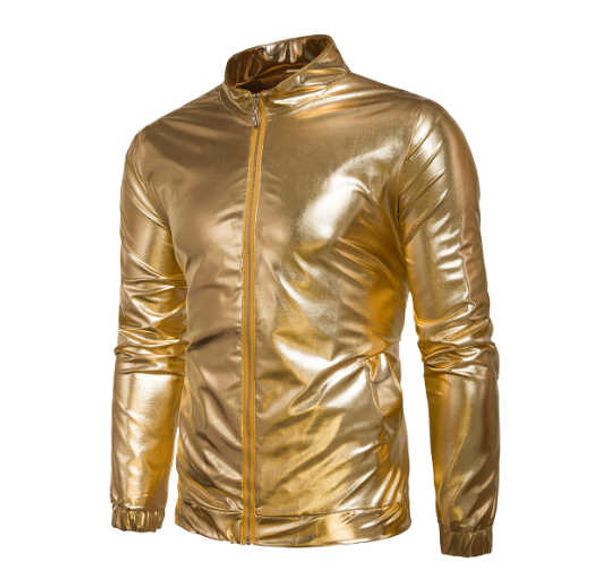 

2020 new trend gold silver jacket european and american nightclub shiny jacket, Black;brown