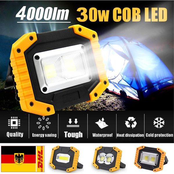

30w 400lm cob work light portable spotlight rechargeable led for outdoor camping led work light lantern