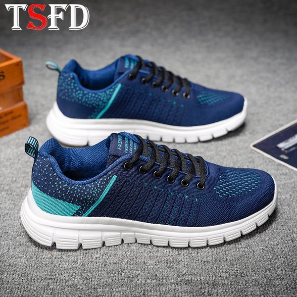 

lightweight men's sneakers -weaving running shoes men breathable blue sports shoes lace up man sport soft male d3