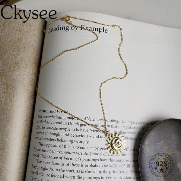 

ckysee news 925 sterling silver necklaces gold sunlight pendant necklace for fashion women jewelry necklace fine charms jewelry