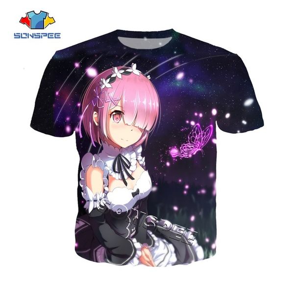 

re:zero ram and rem 3d anime summer street wear men 3d print shirts humor comics horror men clothing
