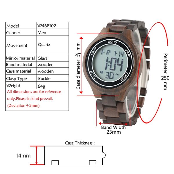 

wristwatch wooden time for men retro clock wooden adjustable strap led fashion electronic digital watch full male relojes hombre nmnpo, Slivery;brown