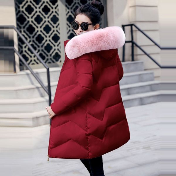 

2020 fashion cotton coat thick warm winter jacket women plus size 7xl parkas winter fake fur hooded long down parka mujer coats, Black