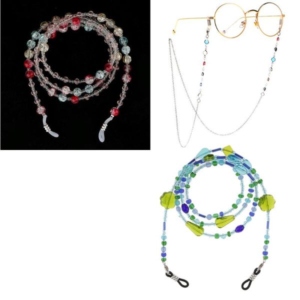 

3pcs women ladies girls travel eyeglasses sunglasses glasses cords holders chains around neck, Silver