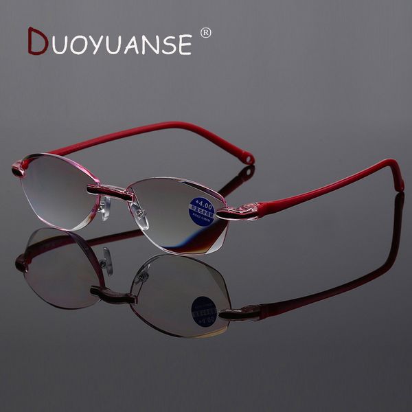 

duoyuanse anti blue light reading glasses women clear eyeglasses rimless eyewear computer presbyopia eye glasses 801 +1.0+3.0, White;black