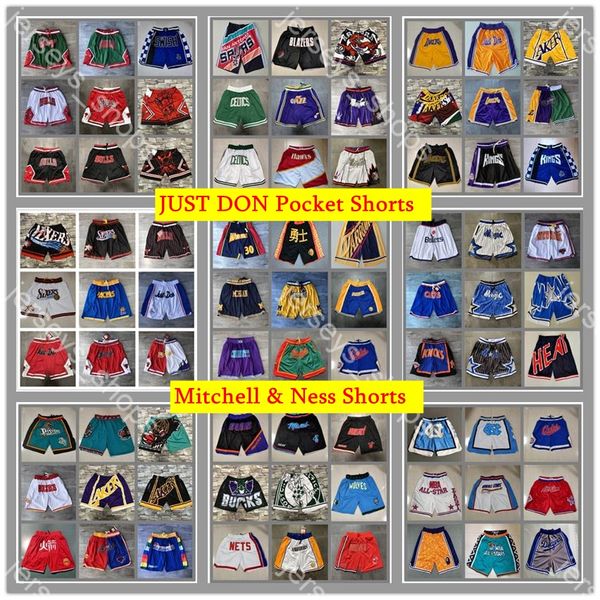 

2020 authentic stitched mens shorts hip-hop stitched all city team name & year id tag just don pocket basketball shorts top, Black;red