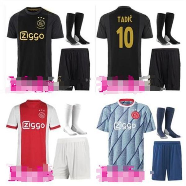 

20 21 ajax kids soccer jersey kits 2020 promes alvarez tadic neres ziyech beek football shirt men boys full sets uniforms, Black;yellow