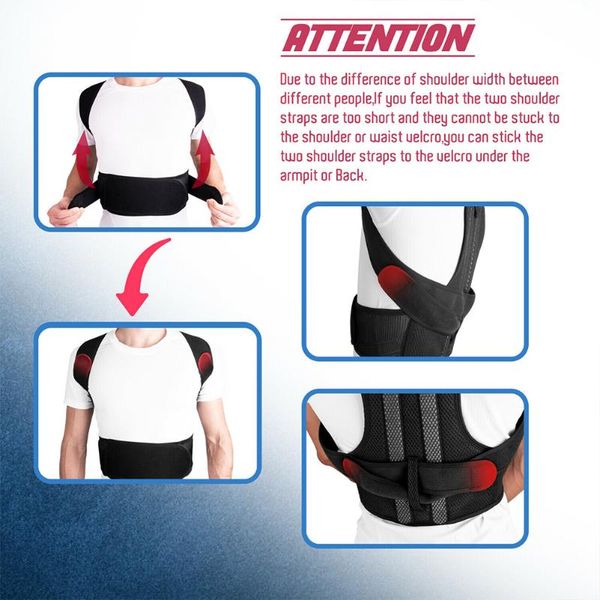 

posture corrector health care prevents slouching therapy back brace corset lumbar adjustable soft spine support durable, Black