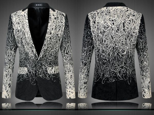 

2020 new style individuality series slim suit casual men suit white and black men jacket designer men coat in stock ing, Black;gray