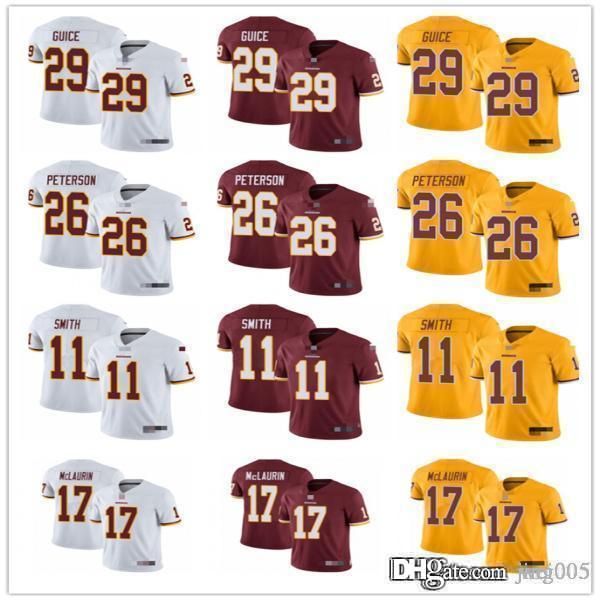 

mens женщин молодежи вашингтон краснокожих 29 derrius guice 26 адриан петерсон 17 терри mclaurin 11 alex smith трикотажные изделия футбола, Black;red