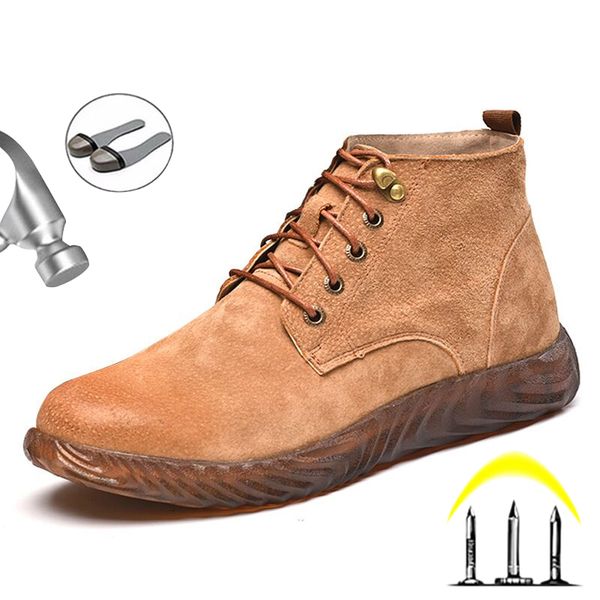 

yadibeiba men boots steel toe safety shoes work boots winter men shoes leather work sneakers ing, Black