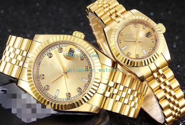 

lover's watches men 36mm women 28mm automatic movement diamond bezel gold jubilee steel bracelet luxury wristwatches, Slivery;brown