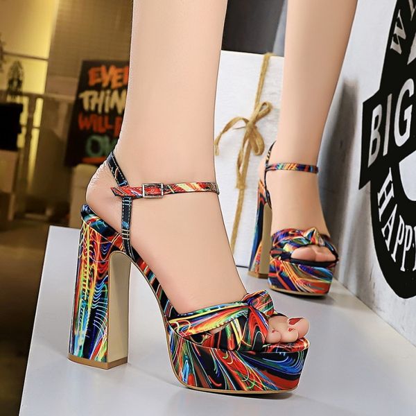 

super high-heeled sandals women's water platform nightclub show high-heeled shoes women's shoes 34-40, Black