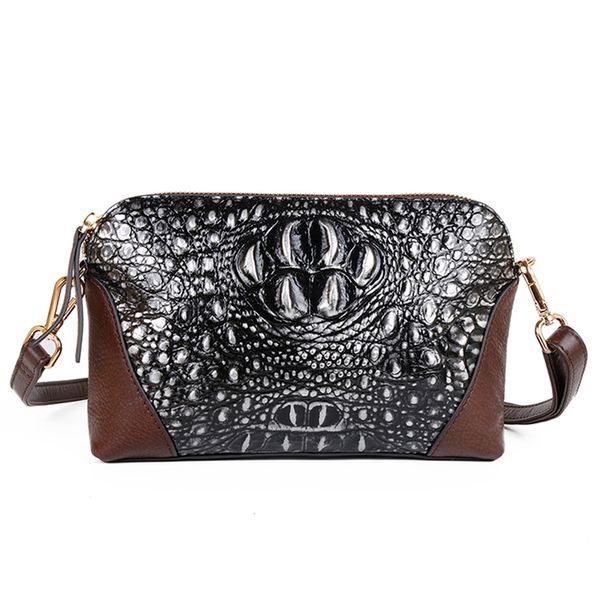 

genuine leather vintage female bag cowhide crocodile style pattern leisure women messenger shoulder crossbody bags