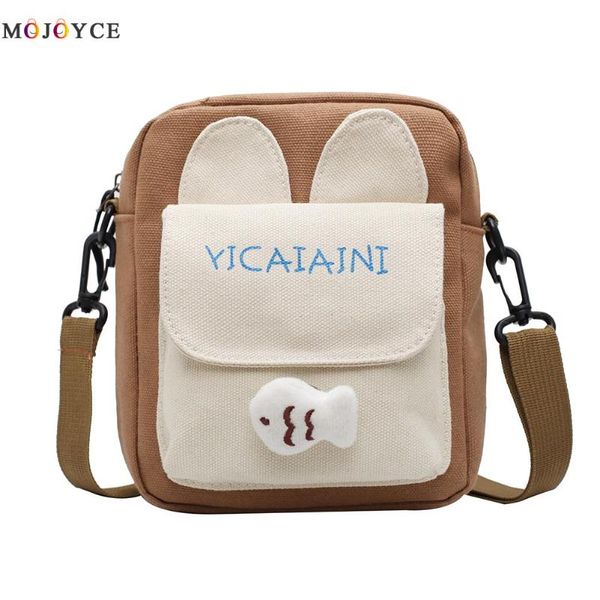 

women canvas crossbody bags cartoon ladies hit color casual shoulder purse
