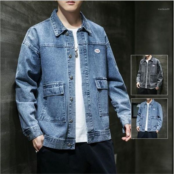 

solid color with packet denim mens jackets plus size designer lapel neck long sleeve mens jackets, Black;brown