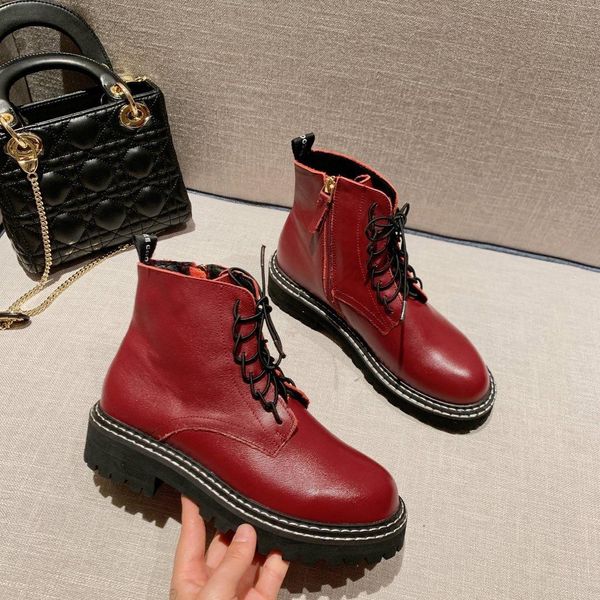 

Same style of star Ventilation British style High heel and thick sole Short bootsSimplicity Comfortable Motorcycle Martin boots Women Shoes