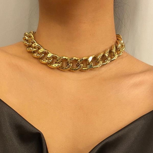 

purui leopard chain necklace for women punn gothic chunky chain men rock choker necklace fashion couple neck collar jewelry, Silver