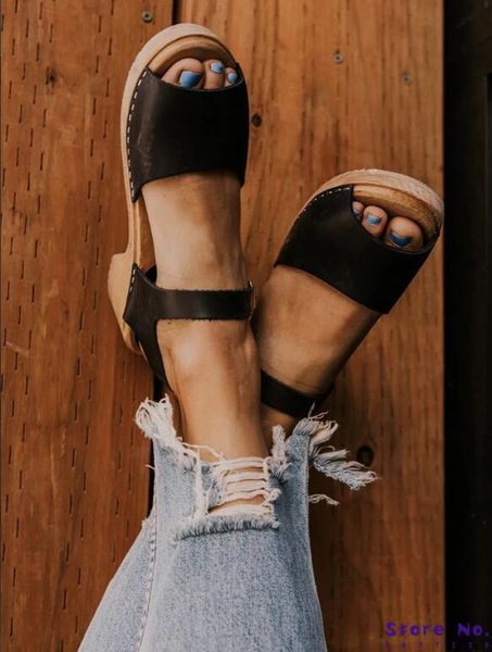 

2020 летняя мода женщина обувь сандалии открытый носок лодыжки ремень slingback zapatos de mujer sandalias de verano para mujer lp599, Black