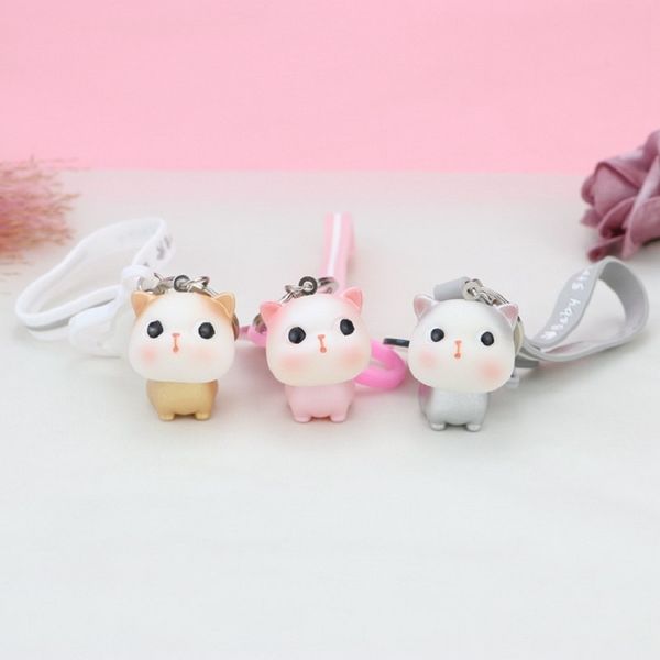

new fashion cartoon couple cat keychain cute catty carkeys pendant key chain girl bag boutique accessories keyring gift, Silver