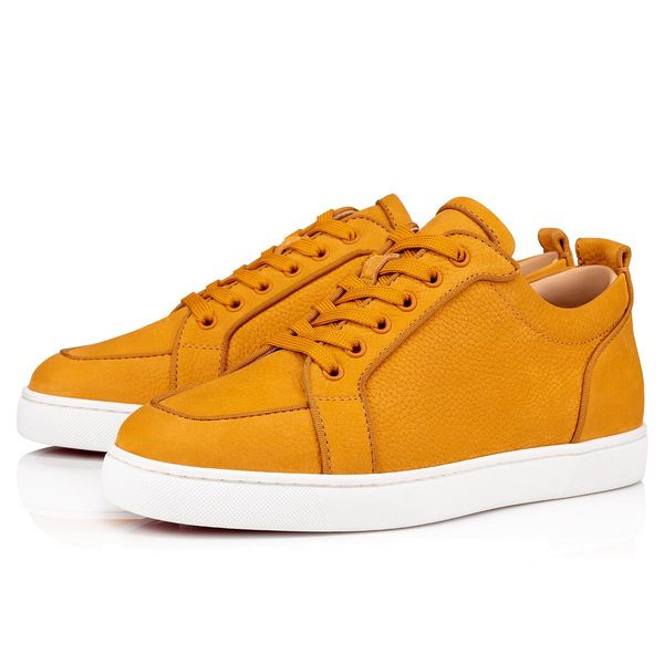 

orange leather sneakers casual shoes men junior no rivets ,red bottom rantulow orlato low sneaker basketball flats nubuck leather with box, Black