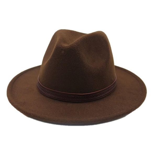 

2020 men women fedora hat with belt wool trilby hat casual wild wide brim fascinator size 56-58cm, Blue;gray
