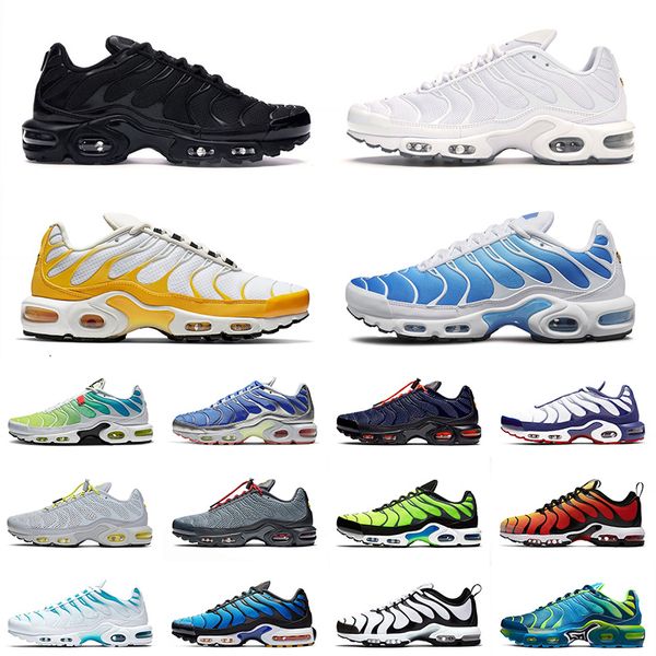 

fashion outdoor sneakers plus tn se og running shoes triple black all white fade hero volt worldwide trainers sport shoes size 40-46, White;red