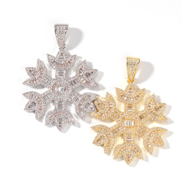 

zircon snowflake pendant necklace hip hop men women bling cz rapper jewelry new, Silver