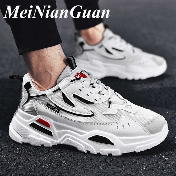 

platform men shoe breathable lace up male sneakers comfort light flats brand mens casual shoes trendy white men's footwear f4, Black