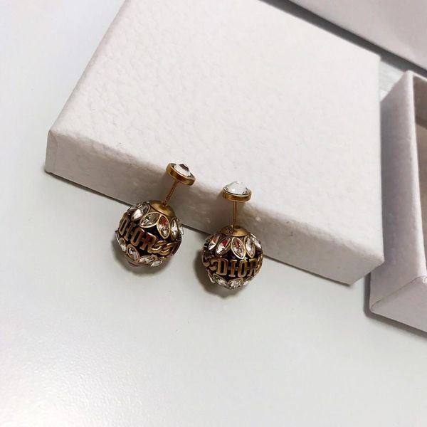 

fashionable earrings with horse eye diamond round ball fashion designer earrings luxury designer jewelry women earrings, Golden